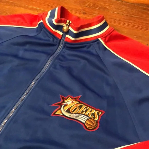 Philadelphia 76ers Vintage XXL Tracksuit Made in Korea USG blue red embroidered - Picture 3 of 10